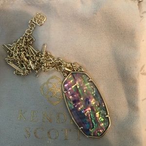 Kendra Scott Faceted Reid Gold Long Pendant Lilac Abalone